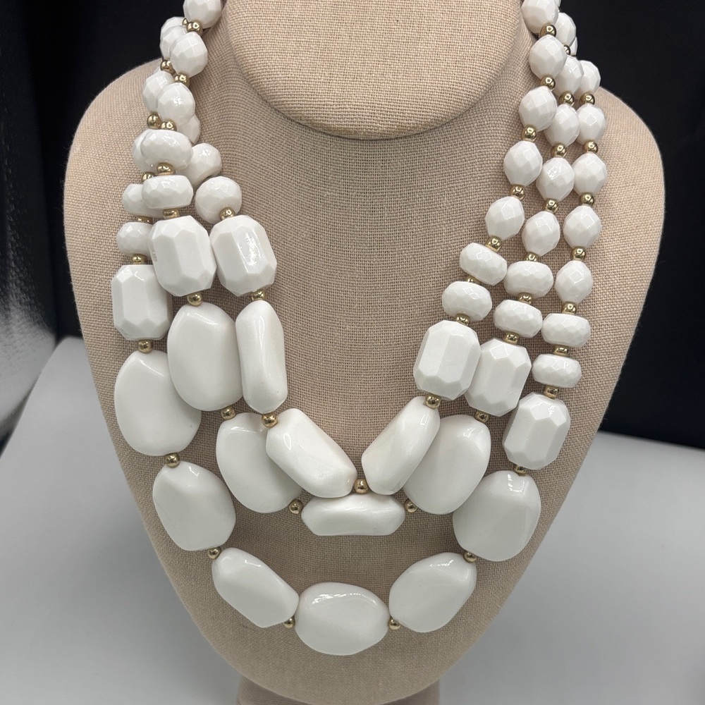 Classic White Statement Multi-Strand Necklace - Unbranded